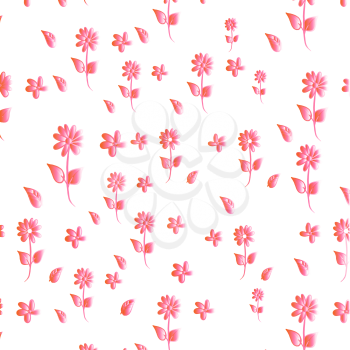 Pink gradient daisies ditsy seamless pattern. Great for summer vintage fabric, scrapbooking, wallpaper, giftwrap. Surface pattern design.