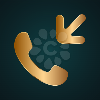 Income call icon vector logo. Gold metal with dark background