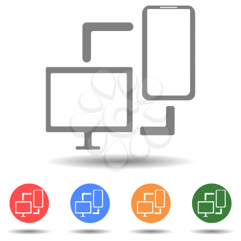 Synchronization PC mobile phone transfer vector icon