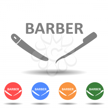 Straight razor with Barber word logo