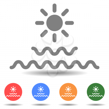 The sun and the sea vector icon, summer concept