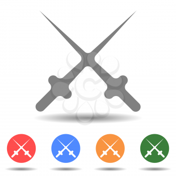 Crossed swords vector icon in simple style