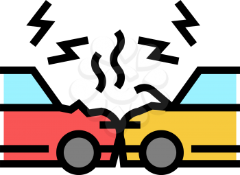 cars accident color icon vector. cars accident sign. isolated symbol illustration