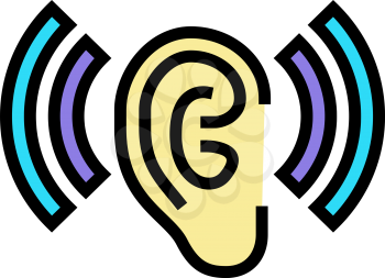 listening and hearing noise color icon vector. listening and hearing noise sign. isolated symbol illustration