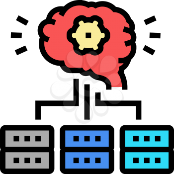 servers communication neural network color icon vector. servers communication neural network sign. isolated symbol illustration