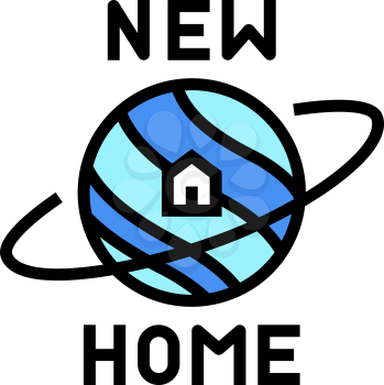 new home in space color icon vector. new home in space sign. isolated symbol illustration