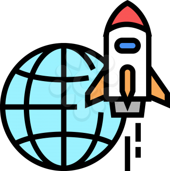 rocket for fly on other planet, space transport color icon vector. rocket for fly on other planet, space transport sign. isolated symbol illustration