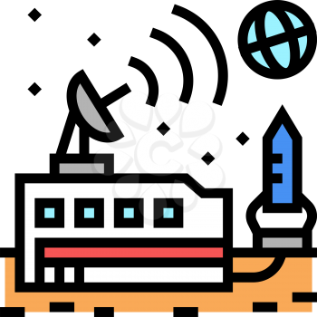 space base sending signal on earth color icon vector. space base sending signal on earth sign. isolated symbol illustration