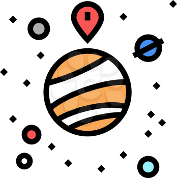 gps location point on planet color icon vector. gps location point on planet sign. isolated symbol illustration