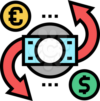 currency exchange and converter color icon vector. currency exchange and converter sign. isolated symbol illustration