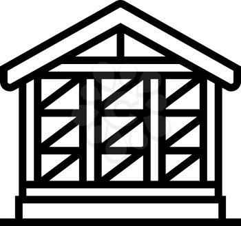 wooden frame building line icon vector. wooden frame building sign. isolated contour symbol black illustration