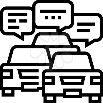 drivers communication in traffic jam line icon vector. drivers communication in traffic jam sign. isolated contour symbol black illustration
