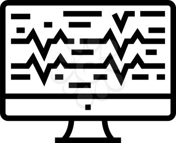 noise waves on computer screen line icon vector. noise waves on computer screen sign. isolated contour symbol black illustration