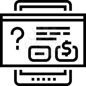 buying window on tablet screen line icon vector. buying window on tablet screen sign. isolated contour symbol black illustration