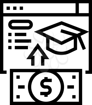 internet education payment line icon vector. internet education payment sign. isolated contour symbol black illustration