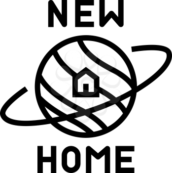 new home in space line icon vector. new home in space sign. isolated contour symbol black illustration