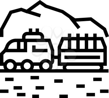 transportation wheel riding on mars line icon vector. transportation wheel riding on mars sign. isolated contour symbol black illustration