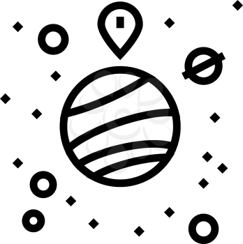 gps location point on planet line icon vector. gps location point on planet sign. isolated contour symbol black illustration