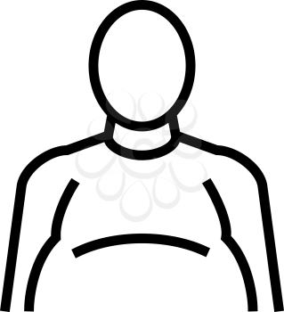 fat human with edema problem line icon vector. fat human with edema problem sign. isolated contour symbol black illustration
