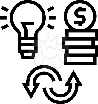 idea to money converter line icon vector. idea to money converter sign. isolated contour symbol black illustration