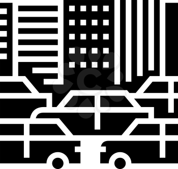 city traffic jam glyph icon vector. city traffic jam sign. isolated contour symbol black illustration