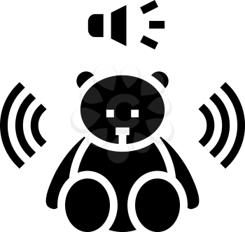 sound musical teddy bear toy glyph icon vector. sound musical teddy bear toy sign. isolated contour symbol black illustration
