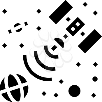 satellite sending signal on earth glyph icon vector. satellite sending signal on earth sign. isolated contour symbol black illustration