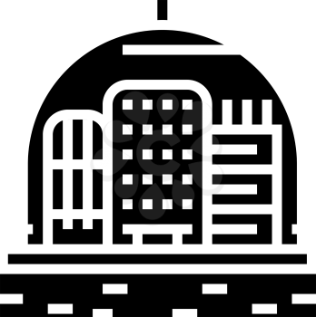 cosmic city under dome glyph icon vector. cosmic city under dome sign. isolated contour symbol black illustration