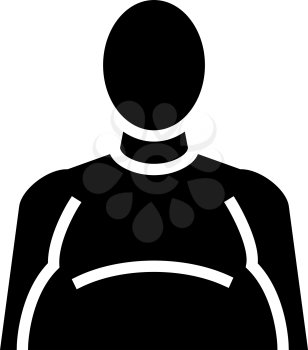 fat human with edema problem glyph icon vector. fat human with edema problem sign. isolated contour symbol black illustration