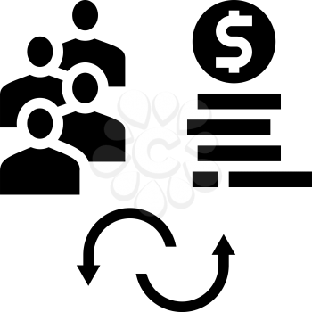people to money converter glyph icon vector. people to money converter sign. isolated contour symbol black illustration