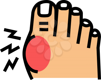 pain in big toe color icon vector. pain in big toe sign. isolated symbol illustration