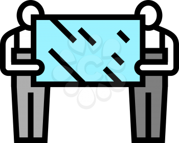 installers holding mirror color icon vector. installers holding mirror sign. isolated symbol illustration