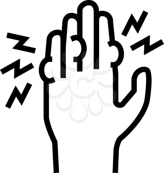 pain in fingers line icon vector. pain in fingers sign. isolated contour symbol black illustration