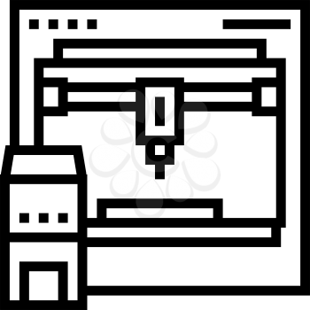 3d printer line icon vector. 3d printer sign. isolated contour symbol black illustration
