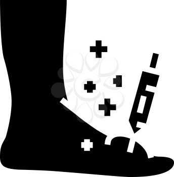 syringe treatment foot gout glyph icon vector. syringe treatment foot gout sign. isolated contour symbol black illustration