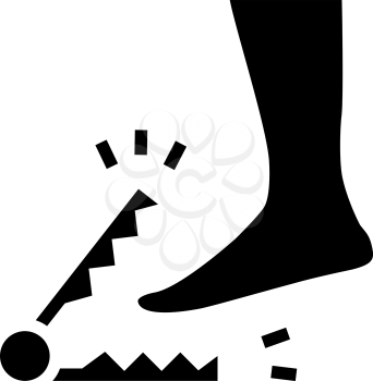 severe pain when walking glyph icon vector. severe pain when walking sign. isolated contour symbol black illustration
