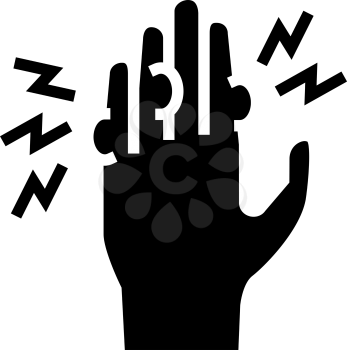 pain in fingers glyph icon vector. pain in fingers sign. isolated contour symbol black illustration