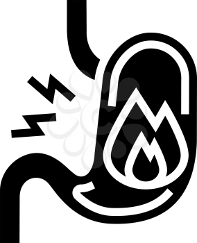 heartburn stomach glyph icon vector. heartburn stomach sign. isolated contour symbol black illustration