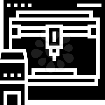 3d printer glyph icon vector. 3d printer sign. isolated contour symbol black illustration