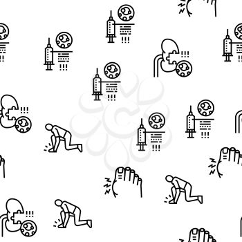 Gout Health Disease Vector Seamless Pattern Thin Line Illustration