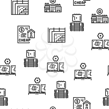 Timber Frame House Vector Seamless Pattern Thin Line Illustration