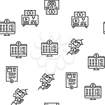 Subscription Content Vector Seamless Pattern Thin Line Illustration