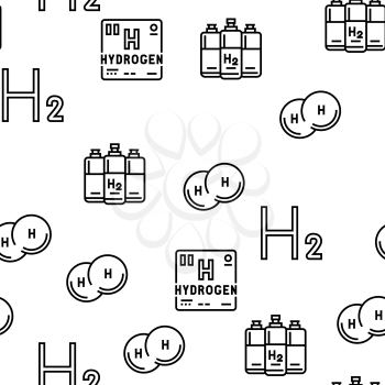 Hydrogen Industry Vector Seamless Pattern Thin Line Illustration