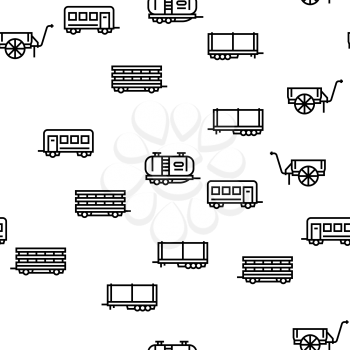 Trailer Transport Vector Seamless Pattern Thin Line Illustration