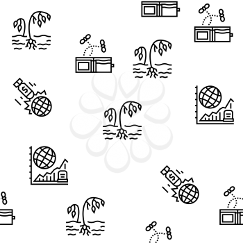 Poverty Destitution Vector Seamless Pattern Thin Line Illustration