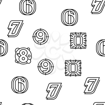 Numbers Numeral Title Vector Seamless Pattern Thin Line Illustration