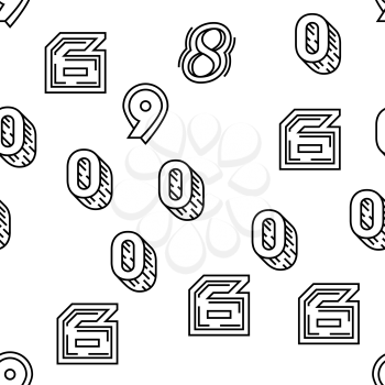 Numbers Numeral Title Vector Seamless Pattern Thin Line Illustration