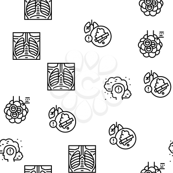 Respiratory Disease Vector Seamless Pattern Thin Line Illustration