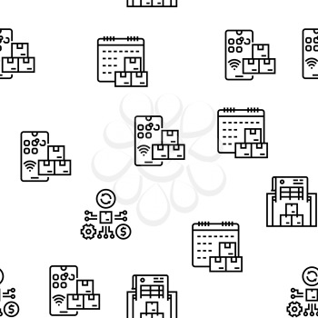 Supply Chain Management System Vector Seamless Pattern Thin Line Illustration