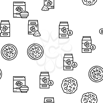 Oatmeal Nutrition Vector Seamless Pattern Thin Line Illustration